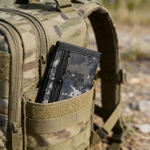 Moineefo 1 Pcs Camouflage Boys Wallet, Camouflage Trifold Wallet with Zip Pocket and Hook, Canvas Outdoor Sports Wallets for Teenagers, for Travel, School and Daily Use — view 3