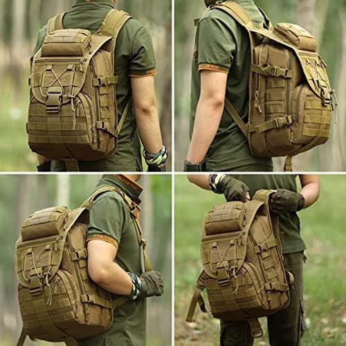 HUNTVP Tactical Backpack 40L, Military Backpack Molle Rucking Rucksack Large Rucksacks Pack Army Brown Bag for Men Women Camping Hiking Fishing Hunting Travelling Trekking — view 5