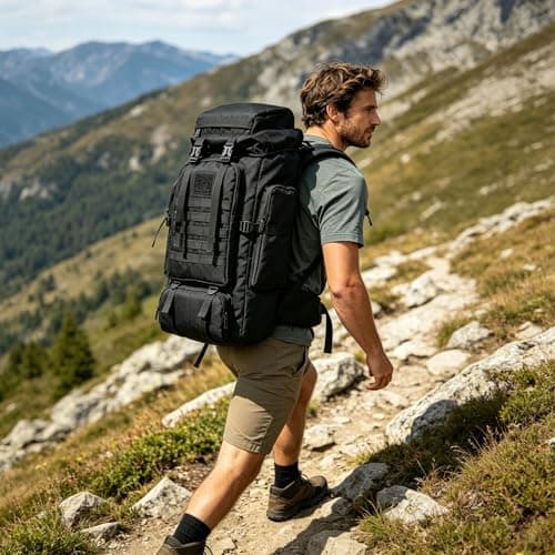 Ogetok 80L Hiking Backpack Camping Rucksack, 80 liters Large Capacity Outdoor Knapsack Travel Climbing Mountaineering Carry On Backpack Bag, Trekking Backpacking for Men Women, Black — view 2