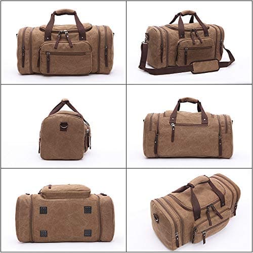 Duffle Bag, Unisex Canvas Holdall, Large Travel Duffles Travel Carry On Duffle Bags Overnight Weekend Weekender Bag Travel Tote for Men and Women Green — view 2