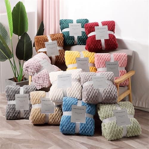 Highdi Winter Blankets and Throws for Sofa Beds, Soft Warm Sofa Throw Fluffy Cozy Bed Throws Fleece Throw Blanket for Kids Adults Bedroom Couch Travel-Plaid (100X150cm,Yellow) — view 5