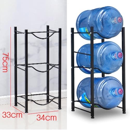 Proyatech 3-Tray Water Jug Rack, Storage 5 Gallon Water Cooler Bottle Holder Stand, 3-Tier Heavy Duty Carbon Steel 5 Gal Water Bottle Organizer for Home, Office, Kitchen, Warehouse(Black 3 slot) — view 3