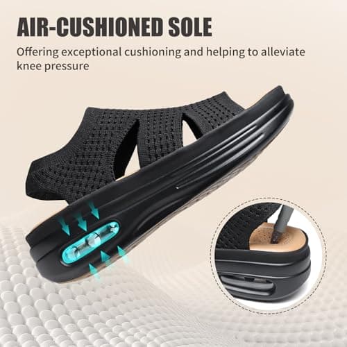 Hanani Women Walking Sandals Air Cushion Support Platform Elastic Ankle Strap Sport Slingback Ladies Open Toe Ourdoor Summer Shoes Comfortable Casual Wedge Sandals Washable Slide Sport Girls — view 3
