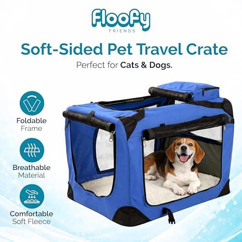 Floofy Friends Soft-Sided Dog Travel Crate - Foldable, Breathable Pet Carrier for Small Dogs & Cats, Ideal for Car Travel & Home Use — view 2