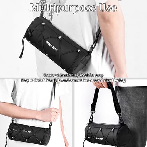 OIENNI 2.4L Waterproof Bike Handlebar Bag, Cycling Front Frame Storage Pouch with Shoulder Strap for Road & Mountain Bicycles — view 6