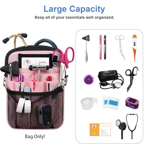 BOVKE Nurse Fanny Pack with Medical Gear Pockets, Tape Holder, Medical Bag Nurse Waist Pouch Organizer with Utility Storage for Stethoscopes, Bandage Scissors and Other Emergency Supplies, Pink — view 2