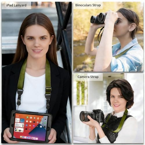 XILIYAI Universal Shoulder Strap Comfortable for iPad Strap Nylon Neck Lanyard for iPad/Samsung Tablet Case,Camera Crossbody Laptop Binocular Luggage Bag (Green Adjustable Neck Strap) — view 3