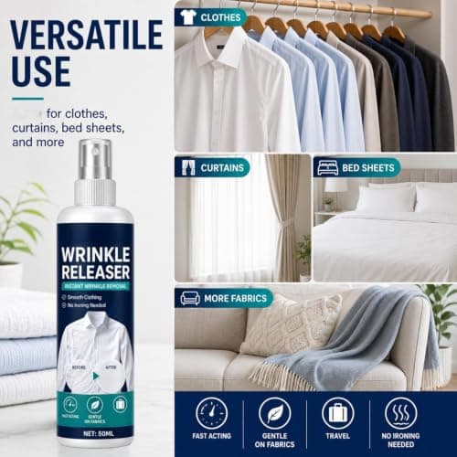 Instant Wrinkle Releaser Spray, Clothing Crease Release Spray, No IronSpray, Fabric Refresher Sprays, Smooths Creases in Seconds, Odor Eliminator, Ironing Aid and Anti Static Spray, Fresh Scent (2PC) — view 4