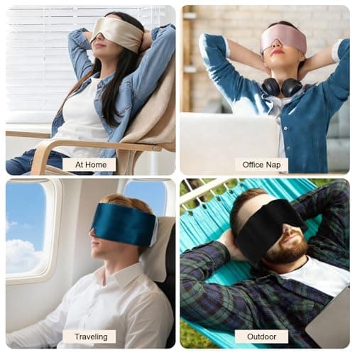 HIDOLL Blackout Silk Sleep Eye Mask for Women Men 100% Natural Mulberry — view 6