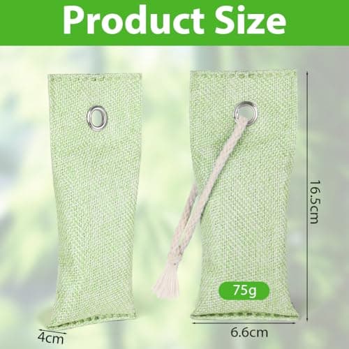 HOTUT Bamboo Charcoal Air Purifying Bags,6×75g Natural Activated Charcoal Bags,Removes Odors and Moisture,Activated Car Air Freshener,Bags Odor Eliminator for Home,Car,Pets,Bathroom — view 2
