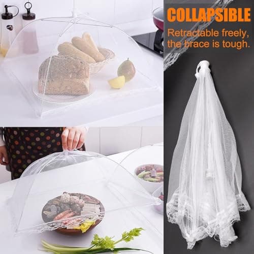 Collapsible Mesh Food Covers, Reusable and Collapsible Outdoor Food Cover for Outdoor Camping Picnics Parties BBQ to Keep Out Flies Bugs Mosquitoes (4 Pack) — view 4