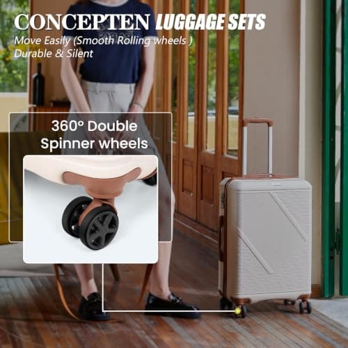 CONCEPTEN Luggage Sets 5 Piece, Suitcases With Wheels, Lightweight Travel Luggage Set With TSA Lock, ABS Hardshell Carry On Suitcase Set, Teal, 5PCS, Suitcases With Wheels — view 4