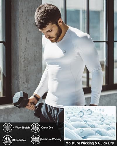 Roadbox Men's Compression Top, Long Sleeve Running Base Layer, Quick-Drying — view 5