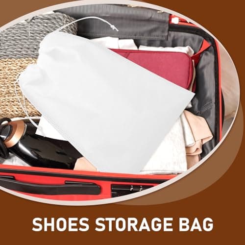 10pcs White Non Woven Shoe Storage Bags with Drawstring for Travel — view 4