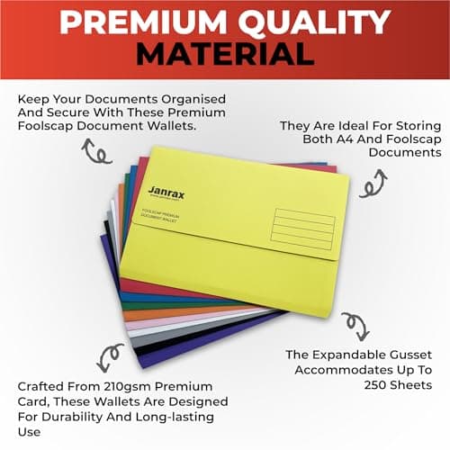 Pack of 10 Red Card Premium Foolscap Document Wallets — view 4