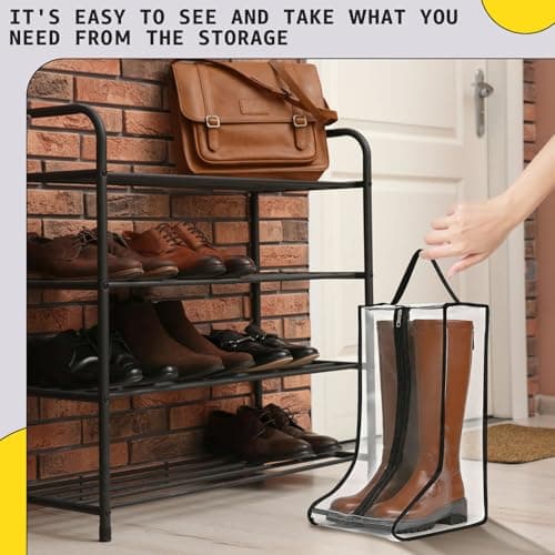 4Pcs Boot Storage Bags, Portable Waterproof Tall/Short Boot Bag Dust Proof with Zipper, Shoe Protector Storage Bag for Organizer, Packing, Travel, Daily Use(Transparent,Tall Boot) — view 6