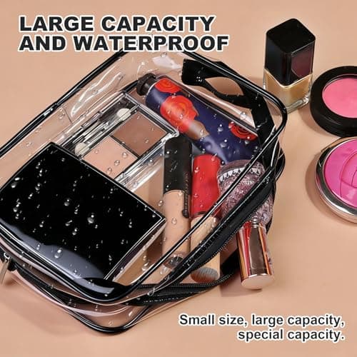 Large Clear Travel Toiletries Bag, 4 Pcs Clear Toiletry Bag with Handles, Thickened PVC Waterproof Makeup Bags with Zippers Travel Wash Bags for Travelling and Holiday Women Men — view 5