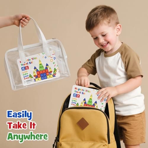 Magnetic Tiles Travel Set for Kids 40pcs: Portable Tin Case Creative Play — view 5