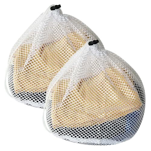 GZSYWZ 2 Pcs Mesh Laundry Bag with Drawstring Linen Portable Bags Washing Machine for Clothes,Bedding,Tablecloths,Curtains (30x40cm)