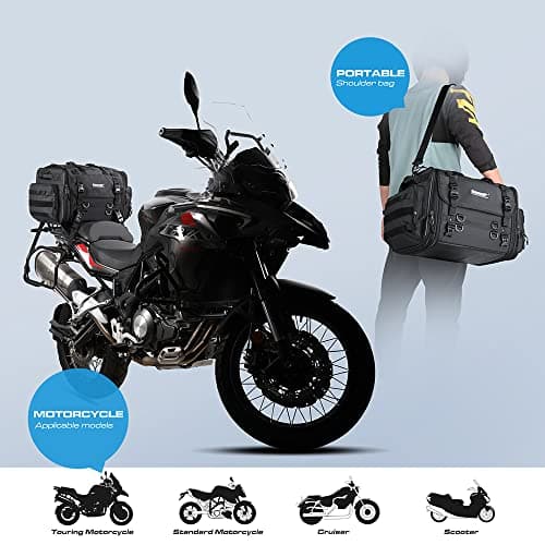 Rhinowalk Motorcycle Travel Luggage, Motorcycle Tail Bag,Waterproof All Weather/Trunk/Rack Bag with Sissy Bar Straps-Black — view 6