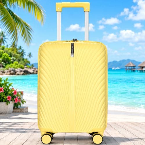 Fly Kite Luggage Carry On Cabin Suitcase 50 x 33 x 19 cm, 18 inch - 100% Polypropylene Hard Shell Aluminium Trolley Handle Real TSA Secure Lock 3 Digit 360° Smooth Detachable Wheels Yellow — view 2