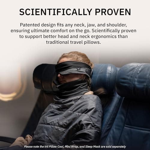 trtl Pillow Plus - Adjustable Neck Pillow for Traveling - Plane Pillow with Foam Padding for Head and Neck Support - Machine Washable - Waterproof Carry Bag - Charcoal — view 6