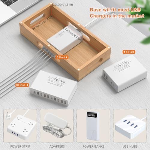 All In One Family Dock Station, Wooden Bamboo Charge Stand-Natural Bamboo — view 6