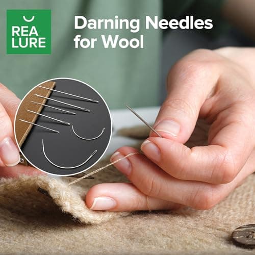 Realure 20pcs Leather Repair Kit, Heavy-Duty Upholstery Sewing Set with Awl, Stainless Steel Needles & Waxed Thread for Sofa, Shoe & Car Seat Repair — view 4