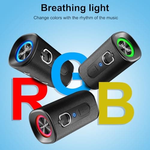 Bluetooth 5.4 Speaker Portable Wireless Speaker with Stereo Sound, Extra Bass, IPX7 Waterproof shower speaker, 15H Playtime, Built-In Mic, Durable Loud Outdoor Speaker for Travel, Sport, Gift, Black — view 4