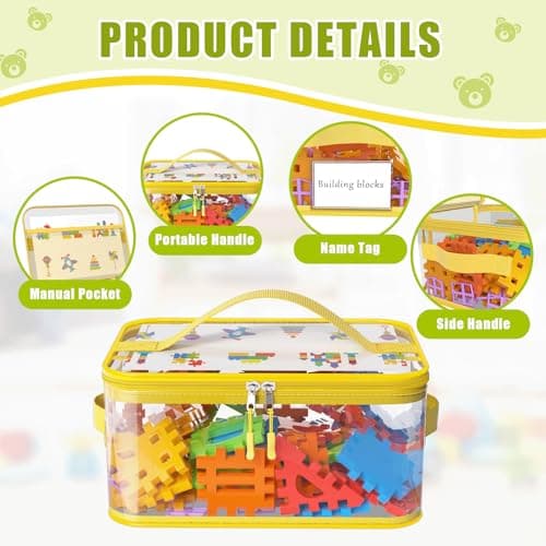 8 Packs Extra Large Toy Storage Bags with Labels, Reusable Clear PVC Board Game Storage, Travel Waterproof Toy Organizer Bags with Name Tag and Manual Pocket for Building Blocks, Puzzle 28*20*14cm — view 2