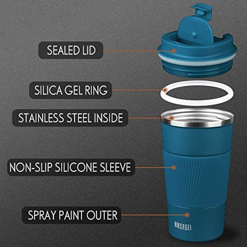 HASAGEI Travel Mug, Insulated Coffee Cup with Leakproof Lid - Vacuum Insulation Stainless Steel for Hot and Cold Water Coffee and Tea Blue 510ml — view 2
