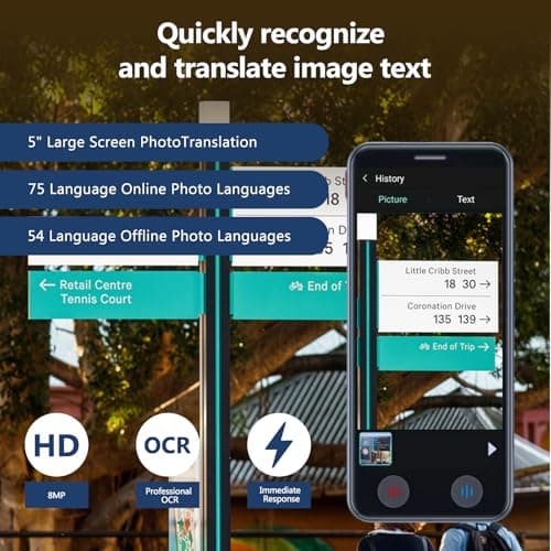 Language Translator Device,5 in AI Translator,139 Languages Online Offline — view 5