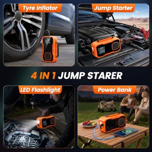 Jump Starter Power Pack, Car Battery Booster Jump Starterwith Tire Inflator — view 6