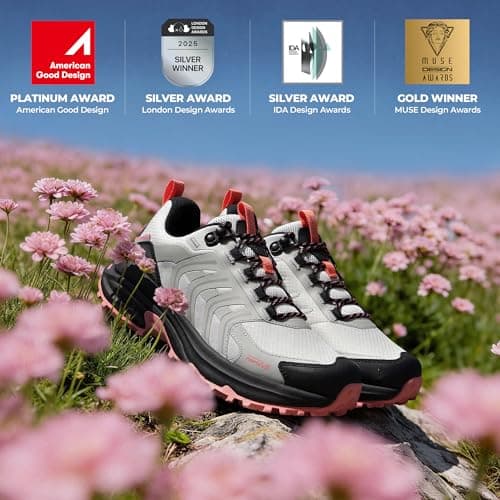 NORTIV 8 Women's Waterproof Hiking Shoes,Size 6.5,Grey Pink — view 6