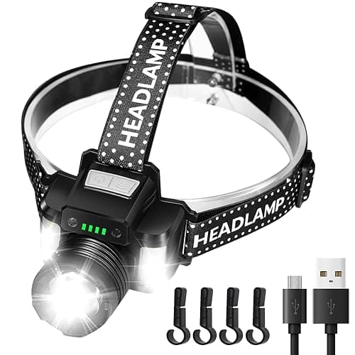 DARKBEAM LED Head Torch 2000 Lumen USB C Rechargeable Super Bright Headlamp