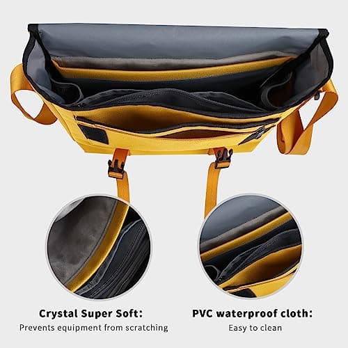 SIMTOP Messenger Bag Crossbody Bag Shoulder Messenger Bag Durable Crossbody Shoulder Bag for Commuters and Travelers - Water-Resistant and Versatile(Yellow) — view 6