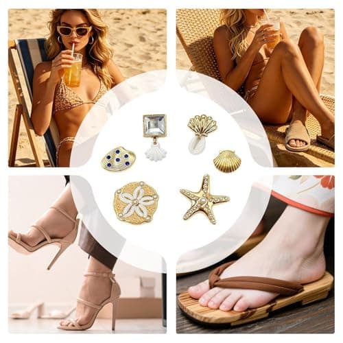 Sandal Charm 6 Pieces Sea Theme Starfish Gold Decoration — view 6