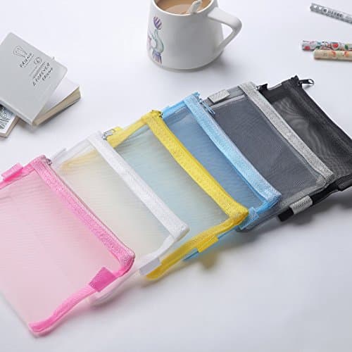 HYFAN Zipper File Folder Bag Breathable Transparent Mesh Document Pocket A4 Paper Pouch Storage for Office School Supplies (PVC, 6 Colors, A4 Size, Pack of 6) — view 6