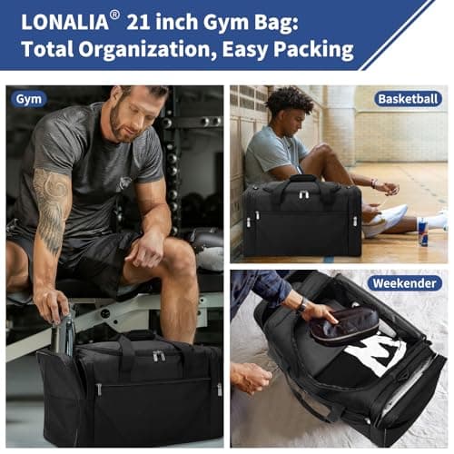 LONALIA 45L Duffel Bag, 21 inch, Black — view 5