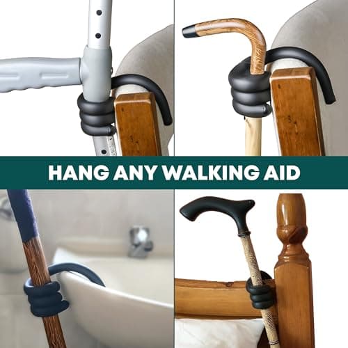 Walking Stick Holder | Pack of 3 Ties | Crutches Holder | Walking Stick Safe | Storage for Walking Stick | Hang Your Crutches Anywhere | Stop Walking Stick Falling to the Ground | Mobility Accessories — view 2