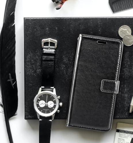Shantime Wallet Leather Case for ZTE Telstra 5G Hotspot 2 - Black — view 6