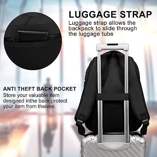 LIBENED School Bag for Boys, Large 15.6 Inch Black Backpack for Work Travel — view 6