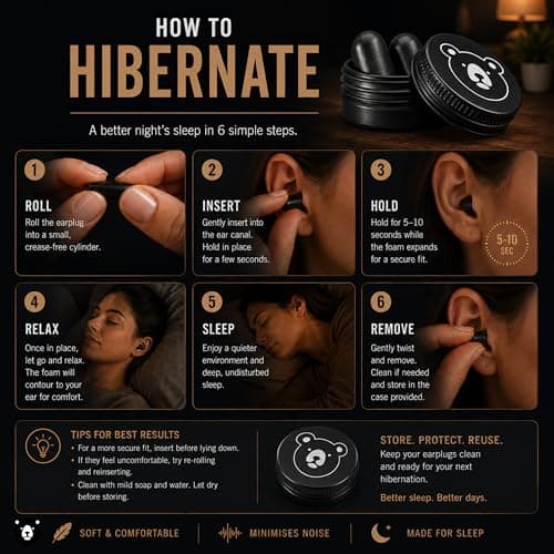 Beary Quiet Premium Foam Earplugs for Sleeping – Ultra Soft Noise Cancelling Ear Plugs, High 38db SNR for Snoring, Travel & Light Sleepers, Comfortable All Night Wear — view 6