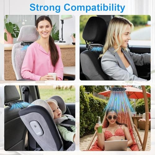 2-Pack Car Backseat Fan – 3000mAh Rechargeable Battery, 3-Speed Clip-On Car Seat Cooler & Air Circulator – Adjustable Angle Ventilation for Road Trips, Camping, Travel & Long Drives — view 2