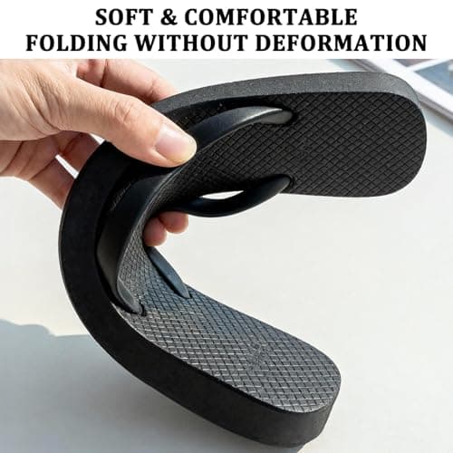 LXEASYGO Unisex Summer Flip Flops Beach Flatform Rubber Flip Flops Slip-Resistant Shower Swimming Pool Shoes ((BlackA, Adult, Men, 8, Numeric Range, UK Footwear Size System, 9, Medium) — view 4