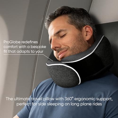 Proglobe Neck Pillow for Travel, Memory Foam, Long Haul Flights, Dark Grey — view 6