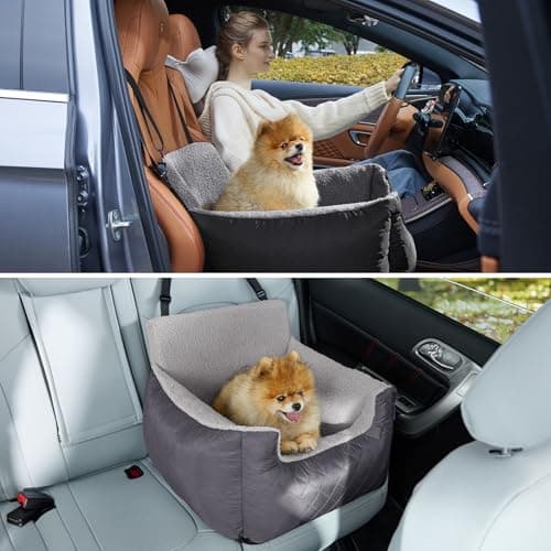 Lesure Waterproof Small Dog Booster Car Seat, 54.5x49.5x38cm, Dark Grey — view 6