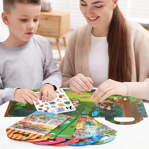 6 Pack Reusable Sticker Book,Waterproof 3D Puffy Sticker Books — view 6