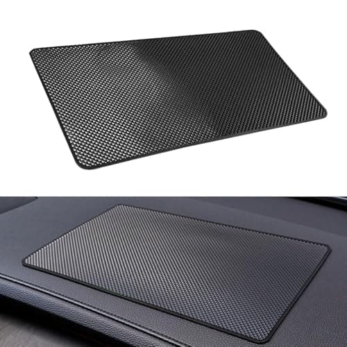 1 Pack 27x15cm Non-Slip Car Dashboard Mat PU Anti-Slip Grip Pad Multi-Purpose Holder for Phone Sunglasses Keys Heat-Resistant Residue-Free Mesh Texture For Driving Use (Black)