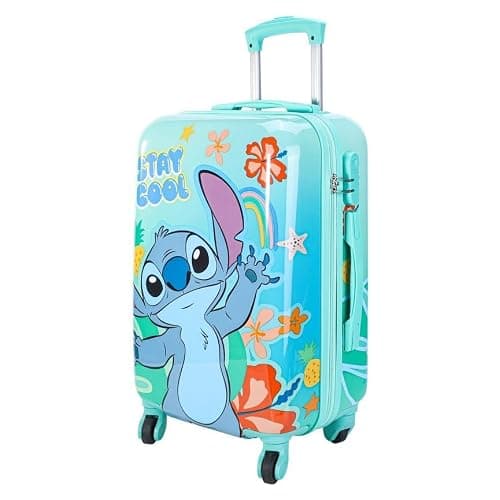 Kids Hard Shell Stitch Trolley Suitcase 57 x 39 x 22cm | Lightweight Children's Travel Luggage Case | Durable Cabin Style Rolling Suitcase | 10kg Capacity Travel Bag for Boys & Girls